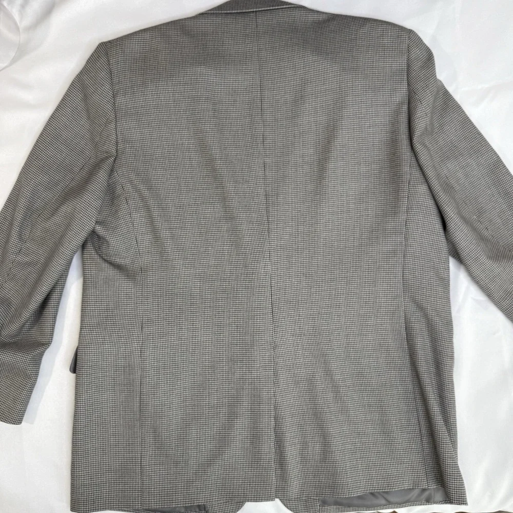 Jos A Bank Men 48L Black White Houndstooth Wool‎ Blazer Sport Coat Two Button